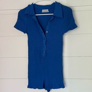 Urban Outfitters Blue Ribbed Collar Top, Women’s L